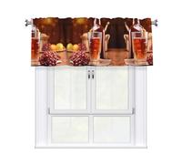QMKFWT Beverage Restaurant Curtain Valance for Windows,Kitchen Window Curtains Blackout Drapes Window Treatments Decorative Rod Pocket Short Curtain for Living Room Bedroom,54" W x 18" L