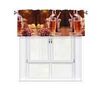 QMKFWT Beverage Restaurant Curtain Valance for Windows,Kitchen Window Curtains Blackout Drapes Window Treatments Decorative Rod Pocket Short Curtain for Living Room Bedroom,54" W x 18" L