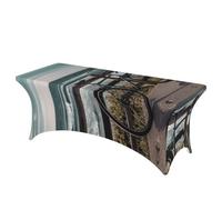 QMKFWT Bicycle Leaning on Fence Decorative Tablecloth Protector for Wedding, Banquet & Parties6FT Spandex Rectangle Tablecloths, Stretch Washable Table Cloth Wrinkle Free Patio Table Cover