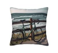 QMKFWT Bicycle Leaning on Fence Print Throw Pillow Covers Decorative Pillow Cover Square Cushion Cases Soft Cushion Cover Throw Sofa Pillow Case for Home Decor Living Room Bed Couch Car 20"x20"