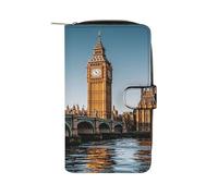 QMKFWT Big Ben And Houses of Parliament Riverside Leather Wallet Long Checkbook Wallets Classic Bifold Ladies Clutch with ID Window