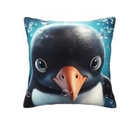QMKFWT Big Eyed Penguin Print Throw Pillow Covers Decorative Pillow Cover Square Cushion Cases Soft Cushion Cover Throw Sofa Pillow Case for Home Decor Living Room Bed Couch Car 12"x12"