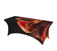 QMKFWT Big Papaya Decorative Tablecloth Protector for Wedding, Banquet & Parties6FT Spandex Rectangle Tablecloths, Stretch Washable Table Cloth Wrinkle Free Patio Table Cover