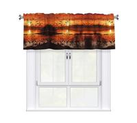 QMKFWT Birds at Sunset Curtain Valance for Windows,Kitchen Window Curtains Blackout Drapes Window Treatments Decorative Rod Pocket Short Curtain for Living Room Bedroom,54" W x 18" L