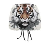 QMKFWT Black and White Doodle Tiger Car Seat Headrest Cover Adjustable and Reusable Anti-Dirty Flexible Hear Rest Covers Soft Dust-Proof Car Seat Headrest Protector for Most Vehicles