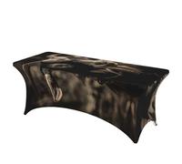 QMKFWT Black and White Goat Decorative Tablecloth Protector for Wedding, Banquet & Parties6FT Spandex Rectangle Tablecloths, Stretch Washable Table Cloth Wrinkle Free Patio Table Cover