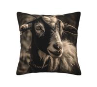 QMKFWT Black and White Goat Print Throw Pillow Covers Decorative Pillow Cover Square Cushion Cases Soft Cushion Cover Throw Sofa Pillow Case for Home Decor Living Room Bed Couch Car 16"x16"