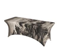 QMKFWT Black and White Landscape Decorative Tablecloth Protector for Wedding, Banquet & Parties6FT Spandex Rectangle Tablecloths, Stretch Washable Table Cloth Wrinkle Free Patio Table Cover