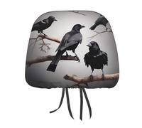 QMKFWT Black Crow Birds on A Branch Car Seat Headrest Cover Adjustable and Reusable Anti-Dirty Flexible Hear Rest Covers Soft Dust-Proof Car Seat Headrest Protector for Most Vehicles
