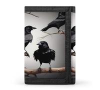 QMKFWT Black Crow Birds on A Branch Casual Wallet Credit Card Holder Premium Document Organizer Case for Men And Women