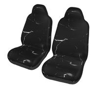 QMKFWT Black Marble Printed 2 Pcs Automotive Seat Covers for Front with Elastic Straps Car Protector Seat Covers for Car SUV Truck