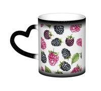 QMKFWT Blackberry Fruit Pattern Coffee Mugs 11 Oz Heat Sensitive Starry Sky Color Changing Mugs, Ceramic Magic Cup with Handle Personalized Tea Cups Novelty Coffee Cup Gift for Women Men Black
