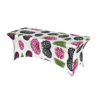 QMKFWT BlackBerry Fruit Pattern Decorative Tablecloth Protector for Wedding, Banquet & Parties6FT Spandex Rectangle Tablecloths, Stretch Washable Table Cloth Wrinkle Free Patio Table Cover