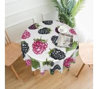 QMKFWT BlackBerry Fruit Pattern Printed Round Tablecloth,Dust-Proof Wrinkle Resistant Table Cover Washable Polyester Table Cloth for Kitchen Dining Room Farmhouse Picnic Indoor Outdoor(Round 60 Inch)