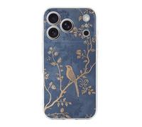 QMKFWT Blue and Gold Style Phone Case for Phone 17, TPU Anti-Yellowing Scratch Resistant, Slim Shockproof Cover with Precise Cutouts, Supports Wireless Charging Phone Case for Phone 17