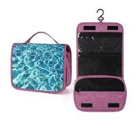 QMKFWT Blue Aqua Pool Water Toiletry Bag Waterproof Makeup Bag with Hanging Hook Cosmetic Bags for Women Travel Essentials