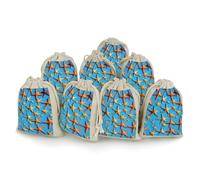 QMKFWT Blue Background with Many Starfish Drawstring Pouches Small Bulk Cotton Burlap Storage Bags Reusable Muslin Sachet Bag for Candy, Toys, Jewelry, Treats, Birthday Party Favors