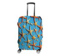 QMKFWT Blue Background with Many Starfish Travel Luggage Cover Washable Anti-scratch Suitcase Protector Dustproof Protective Cover Case for Wheeled Luggage Fits 19-32 Inch Luggage, white, L