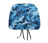 QMKFWT Blue Camouflage Pattern Car Seat Headrest Cover Adjustable and Reusable Anti-Dirty Flexible Hear Rest Covers Soft Dust-Proof Car Seat Headrest Protector for Most Vehicles