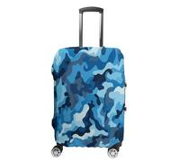 QMKFWT Blue Camouflage Pattern Travel Luggage Cover Washable Anti-scratch Suitcase Protector Dustproof Protective Cover Case for Wheeled Luggage Fits 19-32 Inch Luggage, white, L