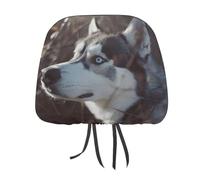 QMKFWT Blue Eyed Husky Dog Car Seat Headrest Cover Adjustable and Reusable Anti-Dirty Flexible Hear Rest Covers Soft Dust-Proof Car Seat Headrest Protector for Most Vehicles