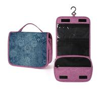 QMKFWT Blue Floral Lace Toiletry Bag Waterproof Makeup Bag with Hanging Hook Cosmetic Bags for Women Travel Essentials