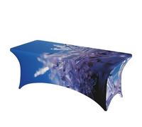 QMKFWT Blue Ice Crystals Decorative Tablecloth Protector for Wedding, Banquet & Parties6FT Spandex Rectangle Tablecloths, Stretch Washable Table Cloth Wrinkle Free Patio Table Cover