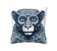 QMKFWT Blue Monkey Pattern Print Throw Pillow Covers Decorative Pillow Cover Square Cushion Cases Soft Cushion Cover Throw Sofa Pillow Case for Home Decor Living Room Bed Couch Car 12"x12"