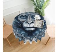 QMKFWT Blue Monkey Pattern Printed Round Tablecloth,Dust-Proof Wrinkle Resistant Table Cover Washable Polyester Table Cloth for Kitchen Dining Room Farmhouse Picnic Indoor Outdoor(Round 60 Inch)