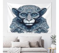 QMKFWT Blue Monkey Pattern Tapestry Aesthetic Wall Hanging Tapestries 60'' x 40'' Boho Tapestries Vertical Wall Art Decorative Funny Vintage Poster Flag Tapestry for Bedroom Living Room Decor
