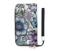 QMKFWT Blue Purple Flowers Wallet Large Capacity Clutch Cash PursePU Leather Long Zipper Pouch Wallet Unisex, white, 20x10.5cm, Wallet