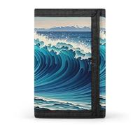 QMKFWT Blue Wave Art Casual Wallet Credit Card Holder Premium Document Organizer Case for Men And Women