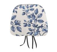 QMKFWT Blueberry Flower Pattern Car Seat Headrest Cover Adjustable and Reusable Anti-Dirty Flexible Hear Rest Covers Soft Dust-Proof Car Seat Headrest Protector for Most Vehicles