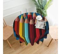 QMKFWT Bright Colored Pencils Printed Round Tablecloth,Dust-Proof Wrinkle Resistant Table Cover Washable Polyester Table Cloth for Kitchen Dining Room Farmhouse Picnic Indoor Outdoor(Round 60 Inch)