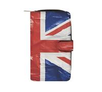 QMKFWT British Flag Leather Wallet Long Checkbook Wallets Classic Bifold Ladies Clutch with ID Window