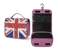 QMKFWT British Flag Toiletry Bag Waterproof Makeup Bag with Hanging Hook Cosmetic Bags for Women Travel Essentials