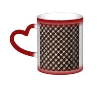 QMKFWT Brown and White Coffee Mugs 11 Oz Heat Sensitive Starry Sky Color Changing Mugs, Ceramic Magic Cup with Handle Personalized Tea Cups Novelty Coffee Cup Gift for Women Men Red