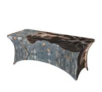 QMKFWT Brown Labrador Retriever Decorative Tablecloth Protector for Wedding, Banquet & Parties6FT Spandex Rectangle Tablecloths, Stretch Washable Table Cloth Wrinkle Free Patio Table Cover