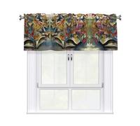 QMKFWT Butterflies Curtain Valance for Windows,Kitchen Window Curtains Blackout Drapes Window Treatments Decorative Rod Pocket Short Curtain for Living Room Bedroom,54" W x 18" L