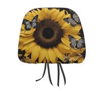 QMKFWT Butterfly and Sunflower Car Seat Headrest Cover Adjustable and Reusable Anti-Dirty Flexible Hear Rest Covers Soft Dust-Proof Car Seat Headrest Protector for Most Vehicles
