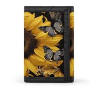 QMKFWT Butterfly And Sunflower Casual Wallet Credit Card Holder Premium Document Organizer Case for Men And Women