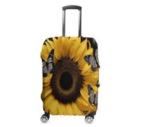 QMKFWT Butterfly And Sunflower Travel Luggage Cover Washable Anti-scratch Suitcase Protector Dustproof Protective Cover Case for Wheeled Luggage Fits 19-32 Inch Luggage, white, Small