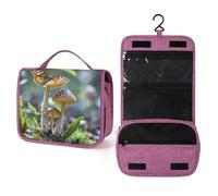 QMKFWT Butterfly Mushroom Toiletry Bag Waterproof Makeup Bag with Hanging Hook Cosmetic Bags for Women Travel Essentials