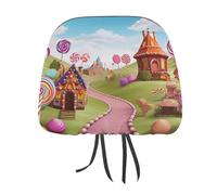 QMKFWT Candy Land Car Seat Headrest Cover Adjustable and Reusable Anti-Dirty Flexible Hear Rest Covers Soft Dust-Proof Car Seat Headrest Protector for Most Vehicles