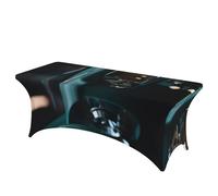 QMKFWT Car Radio Decorative Tablecloth Protector for Wedding, Banquet & Parties6FT Spandex Rectangle Tablecloths, Stretch Washable Table Cloth Wrinkle Free Patio Table Cover