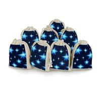QMKFWT Cartoon Blue Star Drawstring Pouches Small Bulk Cotton Burlap Storage Bags Reusable Muslin Sachet Bag for Candy, Toys, Jewelry, Treats, Birthday Party Favors