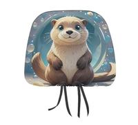 QMKFWT Cartoon Cute Otter Car Seat Headrest Cover Adjustable and Reusable Anti-Dirty Flexible Hear Rest Covers Soft Dust-Proof Car Seat Headrest Protector for Most Vehicles