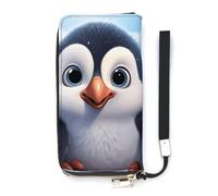 QMKFWT Cartoon Cute Penguin Wallet Large Capacity Clutch Cash PursePU Leather Long Zipper Pouch Wallet Unisex, white, 20x10.5cm, Wallet