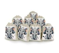 QMKFWT Cartoon Elephant Drawstring Pouches Small Bulk Cotton Burlap Storage Bags Reusable Muslin Sachet Bag for Candy, Toys, Jewelry, Treats, Birthday Party Favors
