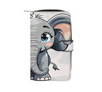 QMKFWT Cartoon Elephant Leather Wallet Long Checkbook Wallets Classic Bifold Ladies Clutch with ID Window